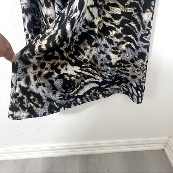 COCO BIANCO Animal Print Palazzo Pants Medium Super Wide Leg Pull On Pants EUC - Picture 3 of 8
